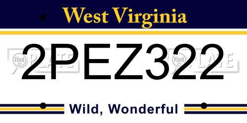 2PEZ322 West Virginia License Plate