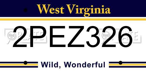 2PEZ326 West Virginia License Plate