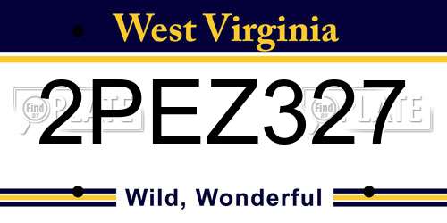 2PEZ327 West Virginia License Plate