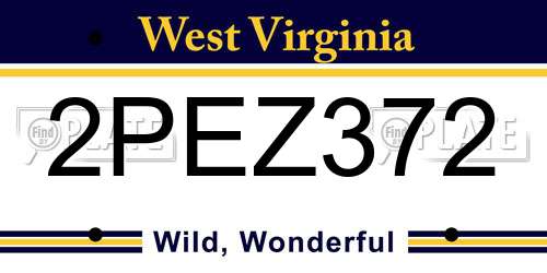 2PEZ372 West Virginia License Plate