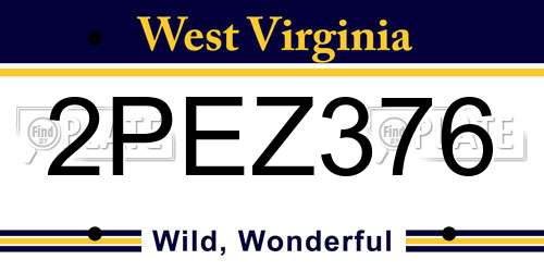 2PEZ376 West Virginia License Plate