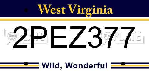 2PEZ377 West Virginia License Plate