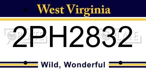 2PH2832 West Virginia License Plate