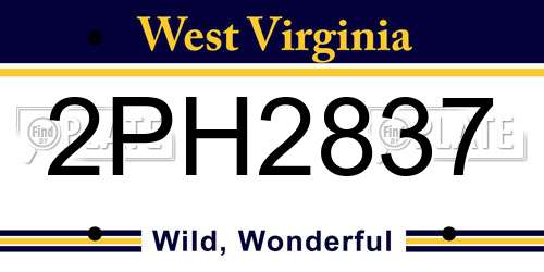 2PH2837 West Virginia License Plate