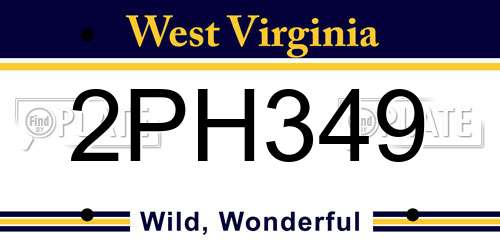 2PH349 West Virginia License Plate