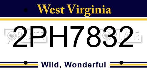 2PH7832 West Virginia License Plate
