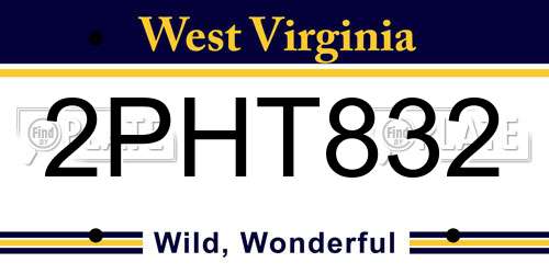 2PHT832 West Virginia License Plate