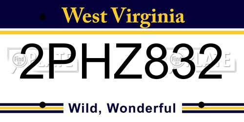 2PHZ832 West Virginia License Plate