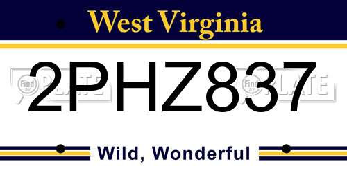 2PHZ837 West Virginia License Plate