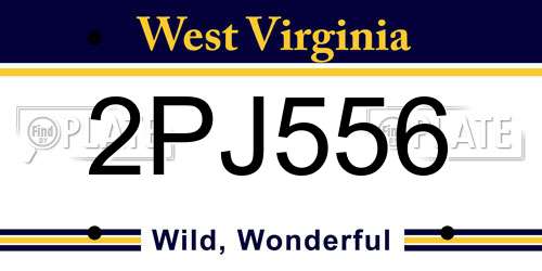 2PJ556 West Virginia License Plate