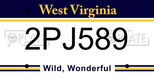 2PJ589 West Virginia License Plate
