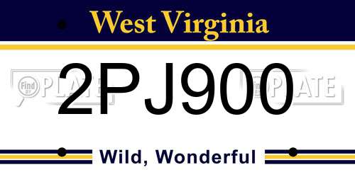 2PJ900 West Virginia License Plate
