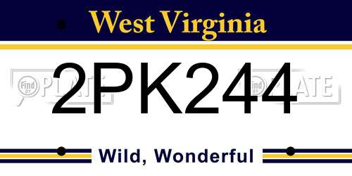 2PK244 West Virginia License Plate