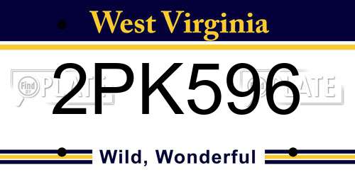 2PK596 West Virginia License Plate