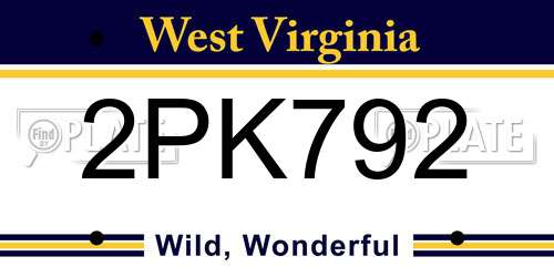 2PK792 West Virginia License Plate