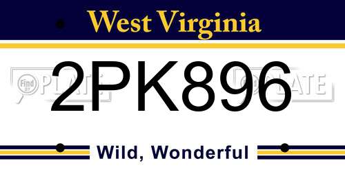 2PK896 West Virginia License Plate
