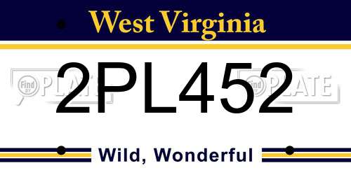 2PL452 West Virginia License Plate