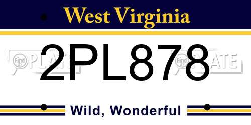 2PL878 West Virginia License Plate