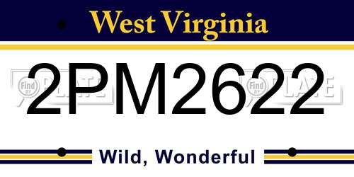 2PM2622 West Virginia License Plate