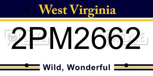 2PM2662 West Virginia License Plate