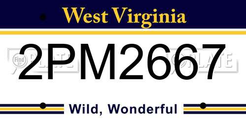 2PM2667 West Virginia License Plate