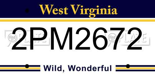 2PM2672 West Virginia License Plate