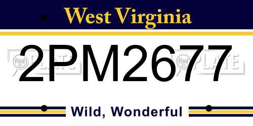2PM2677 West Virginia License Plate