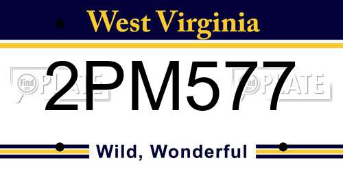 2PM577 West Virginia License Plate