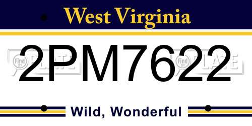 2PM7622 West Virginia License Plate