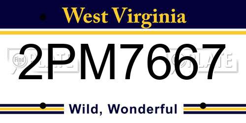 2PM7667 West Virginia License Plate
