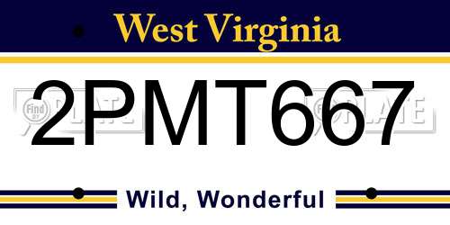 2PMT667 West Virginia License Plate