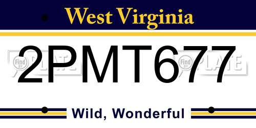 2PMT677 West Virginia License Plate