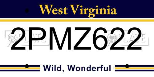 2PMZ622 West Virginia License Plate