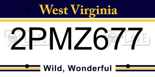 2PMZ677 West Virginia License Plate
