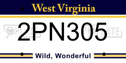 2PN305 West Virginia License Plate