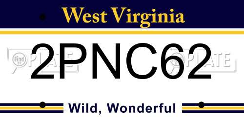 2PNC62 West Virginia License Plate
