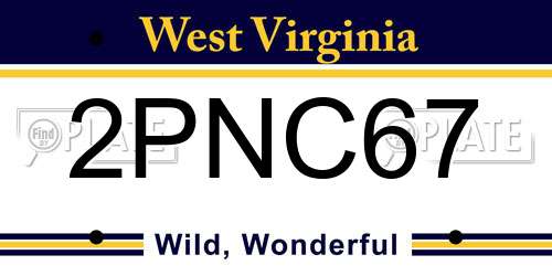 2PNC67 West Virginia License Plate