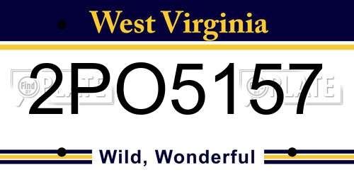 2PO5157 West Virginia License Plate