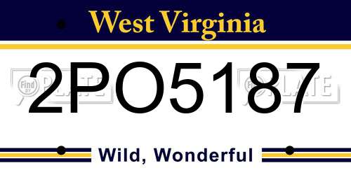 2PO5187 West Virginia License Plate