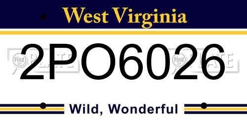 2PO6026 West Virginia License Plate
