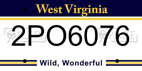 2PO6076 West Virginia License Plate