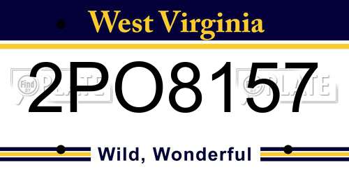 2PO8157 West Virginia License Plate