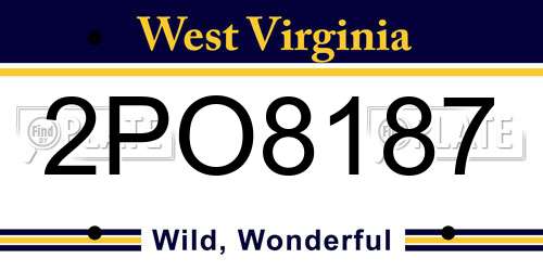 2PO8187 West Virginia License Plate