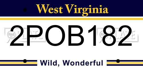 2POB182 West Virginia License Plate