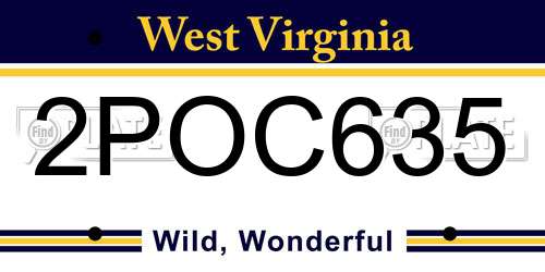 2POC635 West Virginia License Plate