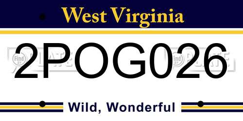 2POG026 West Virginia License Plate