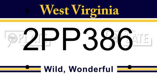 2PP386 West Virginia License Plate