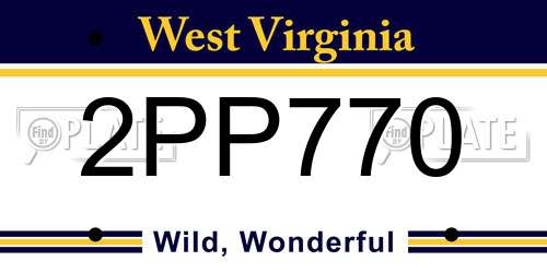 2PP770 West Virginia License Plate