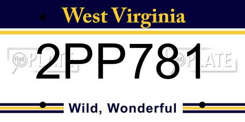 2PP781 West Virginia License Plate