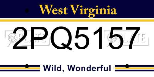 2PQ5157 West Virginia License Plate